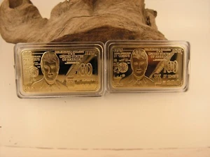 2 LOT ~Trump Gold Foil Bullion $100 Dollar Bill Bar US President Trump MAGA 24kt - Picture 1 of 3