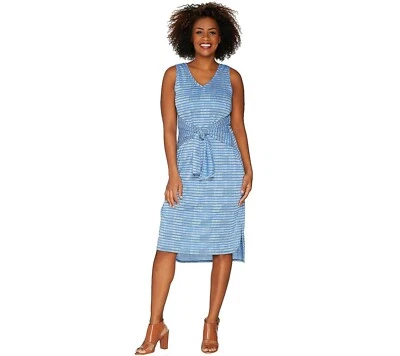 Vestido midi con estampado de punto regular H by Halston con lazo en la cintura - Azul (3X) a303196 - Foto 1 de 2