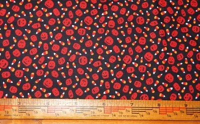 100% cotton quilt fabric Halloween Magic small print Jack O Lantern candy corn - Image 1 of 3