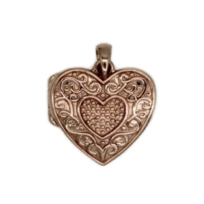 10K Rose Gold Heart Locket "Love" Pendant / Charm Foto 1 de 4