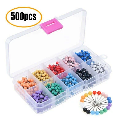 Push Pins Notice Cork Felt Board Map Flag Desk Thumb Tacks Drawin 500 Mix Colour - Image 1 of 4