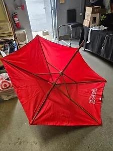 Coca-Cola Commercial Patio Market Umbrella 7 Ft Bar Fabric Hard To Find Thick - Picture 1 of 3