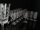 17 Antique Wine Glasses Stemmed Glass Hand Engraved Cut Flora Thistle Meadow 1920s