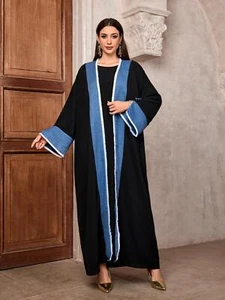 Elegant Saudi Arabia Muslim Cardigan Eid Dubai Kimono Abaya Dress for Women - Picture 1 of 9