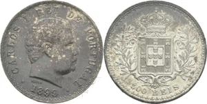 Portugal 500 Reis 1899 Carlos I. Silber 12,7 g Original Münze #E434 - Picture 1 of 1