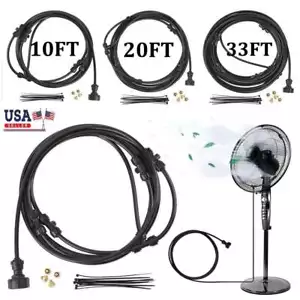 10/20/33FT Hose Outdoor Patio Water Misting Cooling System Fan MisterNozzles Set - Picture 1 of 15