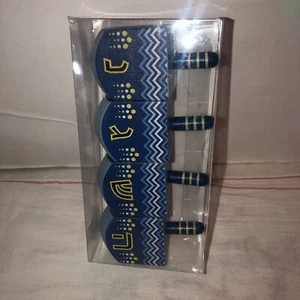 4er Set Chanukka Blau Design Holz Dreidels 1 Packungen à 4 Stück - Bild 1 von 5