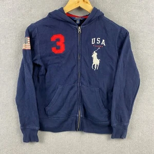 Polo Ralph Lauren Jacket Kids Boys Girls Size Small 8 Navy Blue Hooded Big Pony - Picture 1 of 10