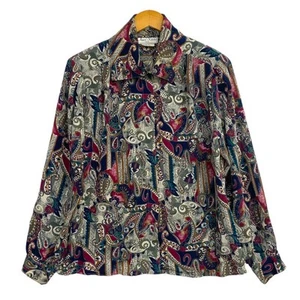 Anna Kriste Bluse Damen 12 Petite Multicolor Schulterpolster Vintage 90er USA - Bild 1 von 11