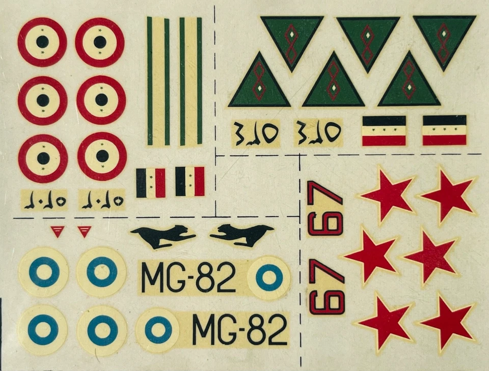FROG Decals :  1/72 scale :   Mig 21 'FISHBED' : UAR, Iraqi, Finnish, Soviet - Image 1 of 1