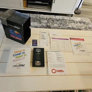 Corel DRAW 3.0 BOX, MANUAL, VHS Tape, Support Card No Software, Just Accessories - Picture 1 of 5