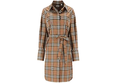 Authentic NEW BURBERRY Women's Taupe Brown IVERY Check Dress 6 US M to L - Image 1 of 4