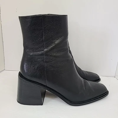Botas para mujer Sam Edelman negras de cuero genuino talla 10 punta cuadrada cierre de cremallera Foto 1 de 4