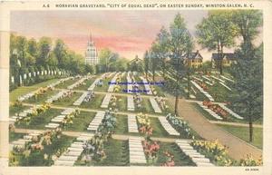 Tarjeta postal vintage del cementerio moravo domingo de Pascua Winston-Salem NC sin publicar como está - Imagen 1 de 2