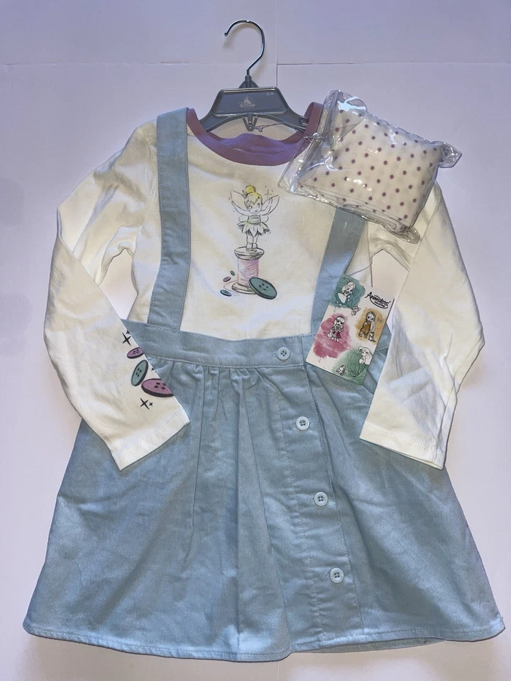 Disney Animators Collection NUEVO Niñas 5-6 Campanilla Jumper Vestido Camisa Medias Foto 1 de 4