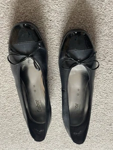 Gabor Women Court Pumps Shoes UK Size 6 Black Patent Leather Block Heel Slip On - Picture 1 of 4