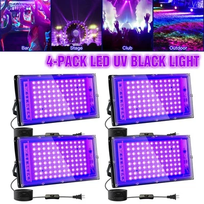 4Pcs UV Black Light 100W Bar UV LED Stage Blacklight Party DJ Club Halloween - Image 1 of 4