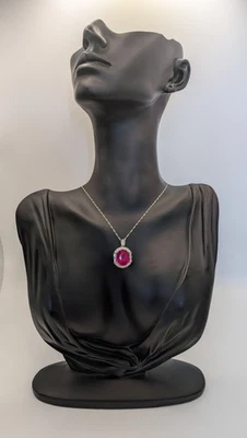 Collar colgante de diamantes y rubíes de 18k de 18 pulgadas Foto 1 de 2