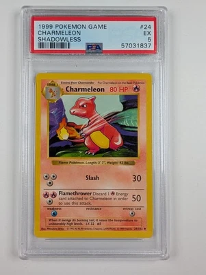 1999 Pokemon Base set Charmeleon Shadowless PSA 5 - Image 1 of 2