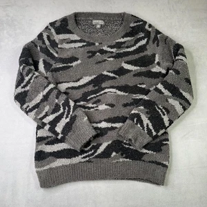 Suéter Barefoot Dreams Mujer Gris Medio Negro Camuflaje Acogedor Chic Cuello Redondo Pullover - Imagen 1 de 8