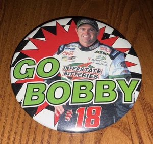 Go Bobby Labonte #18 Pinback Nascar Interstate Batteries Memorabilia Pin Vintage - Picture 1 of 2