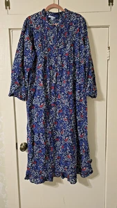 ONLY NECESSITIES size 2X Blue & Red Cardinals Bird Print Cotton Nightgown - Picture 1 of 11