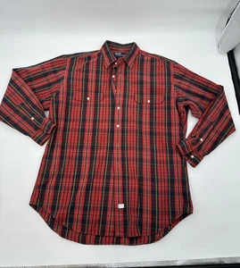 Polo Ralph Lauren vintage rossa nera a quadri cotone flanella pesante camicia uomo grande - Foto 1 di 11