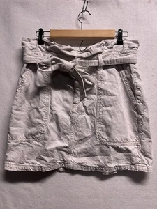 Free People ROCK cremeweiß Denim PaperBag 100 % Baumwolle Taille zum Binden 12 - Bild 1 von 5