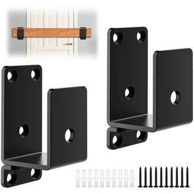 2Pcs 2x4Door Barricade Brackets,Heavy Duty Door Security Bar,Drop Open Bar Holde - Image 1 of 4