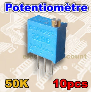 1526-50K/10# Potentiomètre multi-tours 50K ohms 10pcs - Foto 1 di 1