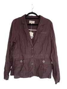 CASUAL COLLECTION DEBENHAMS Brown Blazer Jacket Size 14 55% Linen Chocolate BNWT - Picture 1 of 11