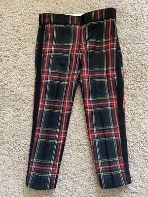 Pantalones de vestir a cuadros talla 5 cortes redondos pantalones con pana ribete lana rojo $88 Foto 1 de 4