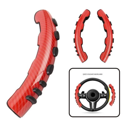 Pair Red Carbon Fiber Car Steering Wheel Booster Cover Trim Non-Slip Accessories - Image 1 of 4
