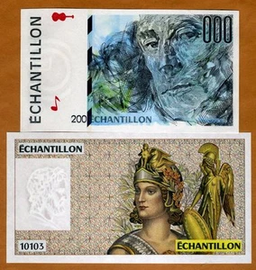 SET Frankreich, 2 französische Testnoten, Echantillon, Ravel und Lady Warrior, aUNC - Bild 1 von 2
