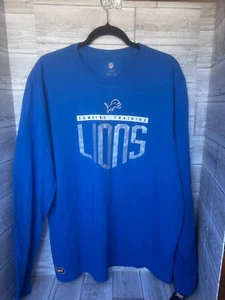 NFL Detroit Lions Long Sleeve Shirt XL Combine Training Blue Team Apparel NWT - Picture 1 of 3