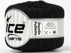 Dazzle Paillette Black Mini Sequin 80298 Ice Yarns 25gr 218yds - Picture 1 of 4