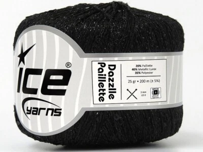 Пряжа для льда Dazzle Paillette Black Mini Sequin 80298 25 г 218 ярдов - Изображение 1 из 4