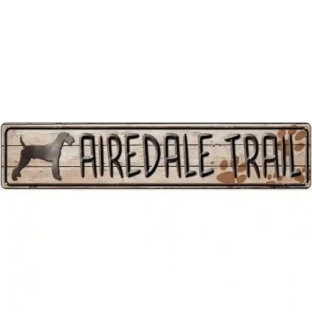 Airedale Trail Novedad 3"x12" Metal Letrero de calle Placa Casa Puerta Garaje Pared Foto 1 de 1