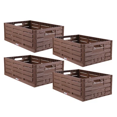 Stabile Klappbox Stapelbar Holzoptik Einkaufskorb 16L - 45L Faltbare Klappkiste - Bild 1 von 4