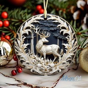 Deer Winter Ceramic Hanging Ornament, Christmas 2025 Ornament Christmas Decorate - Picture 1 of 9