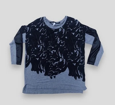 Top Kenzie Cuello Redondo Negro Gris Imitación Cuero Manga Medio Capricho Foto 1 de 4