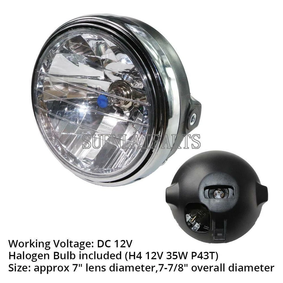 Lámpara de faro de moto de 7" para Honda CB600F CB900F Hawk II 400 Interceptor VTR Foto 1 de 4