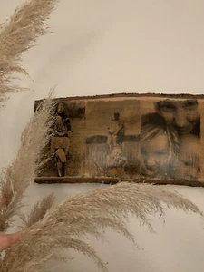 Personalisiertes Geschenk Holzbild Foto auf Baumscheren Vintage Rustikal - Bild 1 von 6