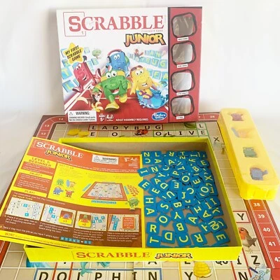 Scrabble Junior 100% COMPLETE Double Sided Game Board Character Tokens Jr Hasbro - Image 1 of 4