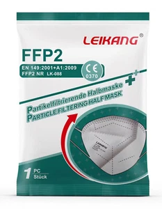 100 Stück FFP2 Mundschutz Maske LEIKANG Einzeln Verpackt CE Zertifiziert Weiß
