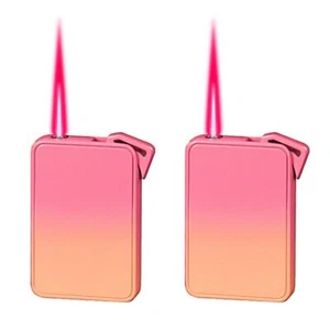 2 Pack Pink Yellow Torch Lighter Jet Flame Windproof Refillable Butane Lighter - Picture 1 of 5