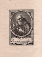 SANTINO HOLY CARD INCISIONE 1700 STAMPA S. SERAFINO MONTEGRANARO FERMO