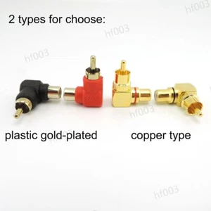 90 Degree RCA Connector M/F Right Angle female to male Plug copper Adapter L - Picture 1 of 15