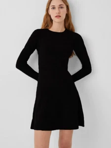 NWT $178 FCUK French Connection baby soft Knit dress A line Black M US 4-6 - Picture 1 of 5
