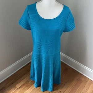 Talbots Damen Übergröße 1X aquablau Kurzarm Strech Strick Struktur Kleid - Bild 1 von 7